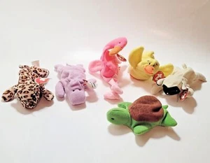 6 pc TY Teenie Beanie Babies 1993 Turtle Chops Happy Pinky Quacks Freckles - Picture 1 of 5