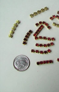 20 piece Rhinestone Chain Pieces -Cut Crystal Strips- 6/10" long- Red color-3mm - Picture 1 of 3