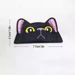 Embroidered Cat Iron-on Patch 3 x 1 5/8 inch - Picture 1 of 5