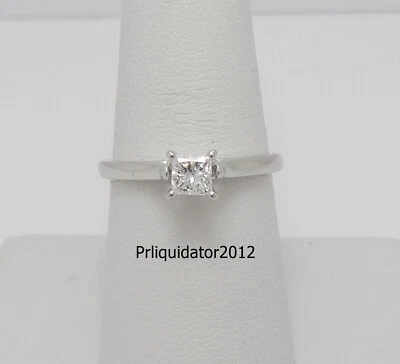 3/8CT Natural Princess Diamond Solitaire Engagement Wedding Ring 14K White Gold - Image 1 of 4