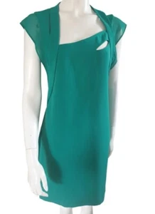 Vestido de fiesta The Kooples asimétrico con paneles crepé jade verde esmeralda talla XS - Imagen 1 de 7