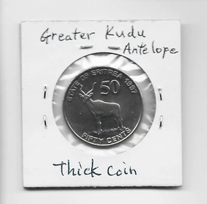 Eritrea 50 Cents 1997 K47 Greater Kudu Antelope Deer Thick coin One Year Type - Picture 1 of 2