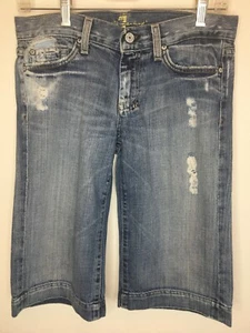 7 For All Mankind Dojo Beaten Havana Short Jeans Denim Light Wash Cropped Jeans - Bild 1 von 7