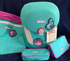 Neu Scout Sunny II Dreamworld 4-teilig Schulranzen Set Türkis Einhorn Tornister - Bild 1 von 10