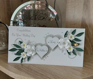 Personalised Handmade Wedding or Anniversary Gift Card Money Wallet with Box - Picture 1 of 11