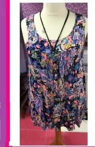 New Purple Multi Paisley Floral Print Swing Tunic / Top PLUS Size 26-28 Curve - Picture 1 of 2
