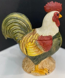 SAKURA by ONEIDA 12.5" Farmhouse Rooster Ceramic COOKIE JAR David Carter Brown - Picture 1 of 9