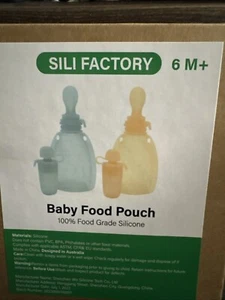Wiederverwendbare Silikon Babynahrung Beutel 2er Pack Aufbewahrung und Blau + Orange - Bild 1 von 3