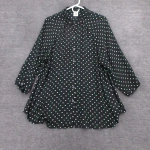 Cabi Blouse Womens L Button Up Tunic Oversized Polka Dot Long Sleeve Collared - Picture 1 of 9