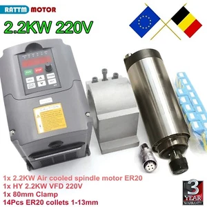 『DE』2.2KW Fräsmotor Spindle Motor VFD Inverter CNC Luftgekühlt Frässpindel ER20 - Bild 1 von 18