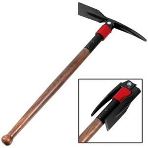 Klappbare Spitzhacke Drehverschluss Holzstiel Flachhacke Pickel Outdoor Garten - Bild 1 von 4