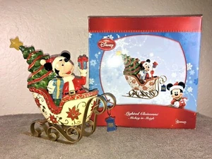 Figura de Cloisonne iluminada en trineo de Santa Mickey Mouse, Disney, 2008 Roman Inc - Imagen 1 de 12