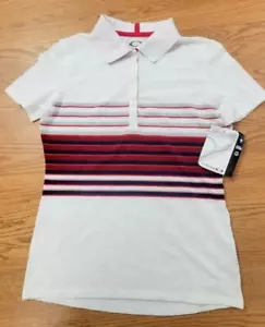 Polo Oakley Golf para mujer S Sand Wedge 2 blanco a rayas rojas ¡ENVÍO RÁPIDO! D37 - Imagen 1 de 1