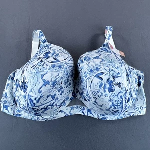Cacique leicht gefütterter vollflächiger BH 48H blau weiß Blumen Bügel bequem - Bild 1 von 9