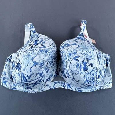 Sujetador Cacique Ligeramente Forrado Cobertura Completa 48H Azul Blanco Floral Con Aros Comodidad Foto 1 de 4