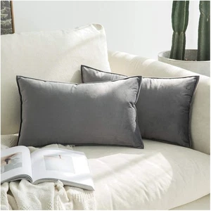 MIULEE 2er Set Samt Kissenbezug Flansch Kissenhülle Dekorative Sofakissen Dek... - Bild 1 von 8