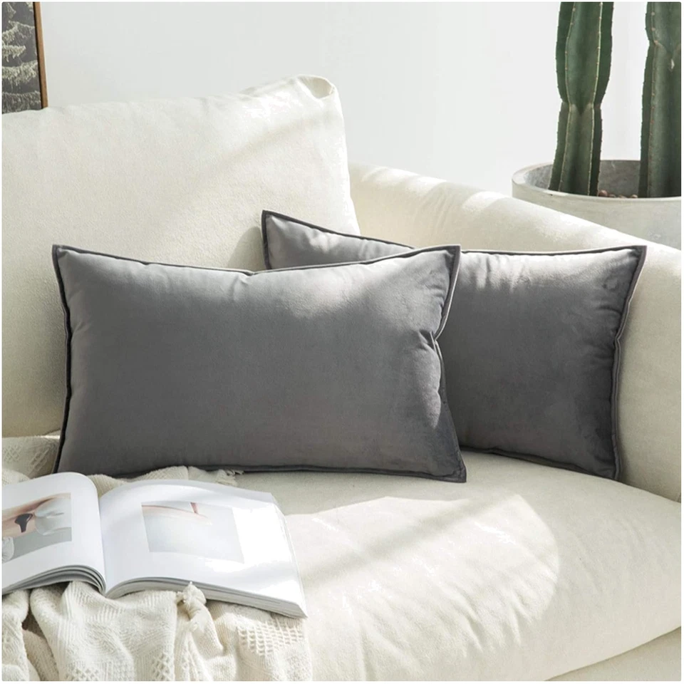 MIULEE 2er Set Samt Kissenbezug Flansch Kissenhülle Dekorative Sofakissen Dek... - Bild 1 von 4