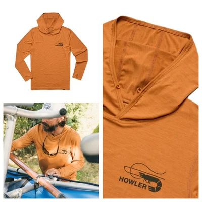 Howler Brothers HB Tech Mens M Medium Hoodie Adobe Orange Shirt UPF 50+ NWOT - Image 1 of 4