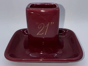 The 21 Club NYC Restaurant Ashtray Red Matchbook Holder New York Hall Pottery - Picture 1 of 18