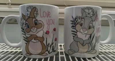 ❤️Disney Tassen Set Bambi Klopfer & Miss Bunny Kaffee Tee Becher 2 Stk LiebeLove - Bild 1 von 4