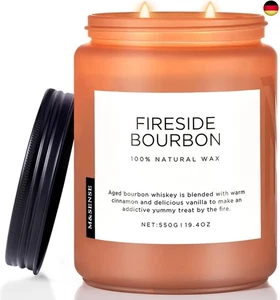 M&SENSE FiresideBourbon Duftkeren im Glas 550g saubere Sojawachskerze bis - Bild 1 von 8