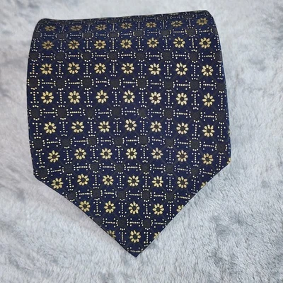 Corbata DE COLECCIÓN Oscar De La Renta Para Hombre Azul Floral Geométrica 100 Seda Hecha en EE. UU. Foto 1 de 4