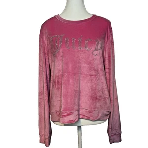 Juicy Couture Schlaf rosa Velours Langarm Pyjama Oberteil Strass Glitzer Large - Bild 1 von 7