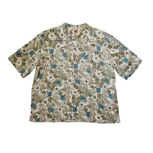 Pussers West Indies Shirt Mens Extra Large XL Green Tan Hawaiian Floral Pocket - Picture 1 of 16