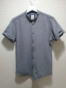 Camicia Uomo Manica Corta Coreana Slim Fit Grigio Zara Piqué - Foto 1 di 9