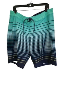 Old Navy California Boardshorts Badehose Herren 36 grün blau gestreift - Bild 1 von 3