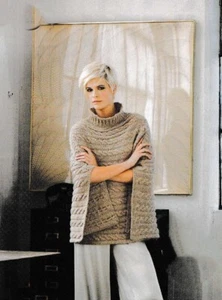 KNITTING PATTERN LADIES DESIGNER CABLED PONCHO IN ARAN DOUBLED, OR CHUNKY 661 - Picture 1 of 4