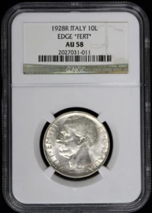 1928-R ITALY 10L EDGE *FERT*  NGC AU58 - Picture 1 of 2