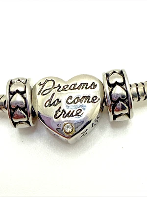 Pulsera JCM DISNEY Charm DREAMS DO COME TRUE Estilo Europeo Tono Plata 7 1/2" Foto 1 de 4