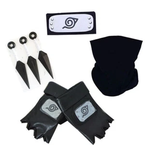Naruto Hatake Kakashi Cosplay Gloves Mask Headband Anime Accessories Kunai Set - Picture 1 of 6