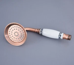 Antique Red Copper Telephone Style Ceramics Hand Held Bathroom Shower Head - Picture 1 of 7