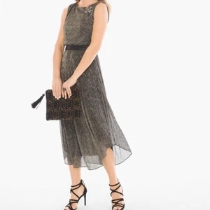 Chico’s Black Pleated Split-Back Midi Dress Size 2XL - Picture 1 of 15