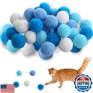 Yuanchu 30Pcs Cat Pom Pom Ball Toy, Soft Plush Interactive Cat Balls 3cm/1.18 - Picture 1 of 5