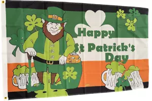 Ireland Flag Happy St Patrick's Day Leprechaun Irish Flag 150 x 90 cm - Picture 1 of 4