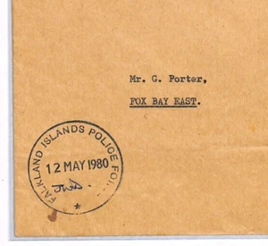 FALKLAND ISLANDS Official Cover *POLICE FORCE* Fox Bay Port Stanley 1980 YW167 - Picture 1 of 16