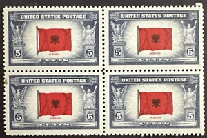 US 1943 Scott #918 Block of 4 MNH OG Overrun country - Albania - Picture 1 of 2