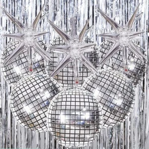 Pfylinqo 11 Pcs Disco Ball Balloons 4D 22 Inch Huge Round Metallic Sphere Dis... - Picture 1 of 7