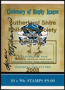 Centenario de la Liga de Rugby 2008. Folleto opcional de signo de la Sociedad Sutherland Phil #08/089 - Imagen 1 de 3
