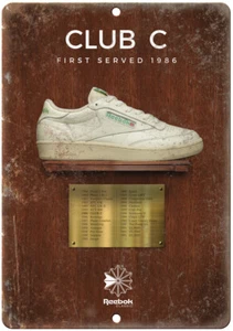 1986 Reebok Classic Club C Vintage Ad 12" x 9" Reproduction Metal Sign ZE90 - Picture 1 of 1