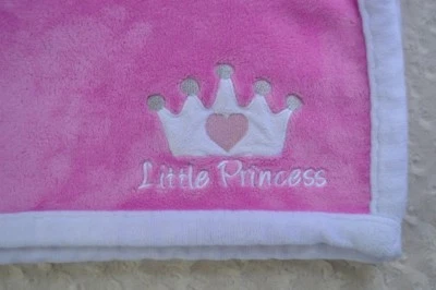 Manta Baby Kiss Little Princess Rosa Blanco Corona Tiara Corazón Seguridad Lovey Foto 1 de 4