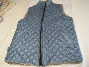 SIMPLY SOUTHERN WOMEN'S QUILTED VEST SIZE LARGE TEAL & GRAY REVERSIBLE ZIP - Picture 1 of 16
