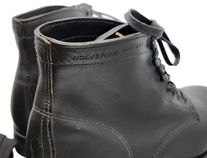 vintage WOLVERINE 1000 MILE Men's Black Leather Lace Up Combat Boots 11.5 D - Picture 1 of 13