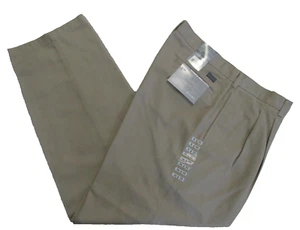 Geoffrey Beene classic fit wrinkle free beige khakis 100% cotton pleat 36X30 NWT - Picture 1 of 12