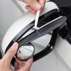 1 Pair Universal Car Rearview Mirror Rain Eyebrow Visor Carbon Fiber Rain Cover - Picture 1 of 12
