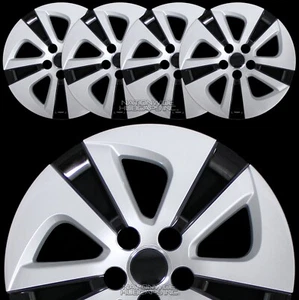 4 Silver & Black 2016-2022 Toyota Prius 15" Wheel Covers Hub Caps Full Rim Skins - Picture 1 of 8