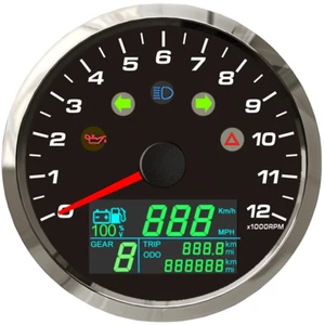 85mm Multi-functional Gauge 12000RPM Tachometer GPS Speedometer Fuel Level Volt - Picture 1 of 15